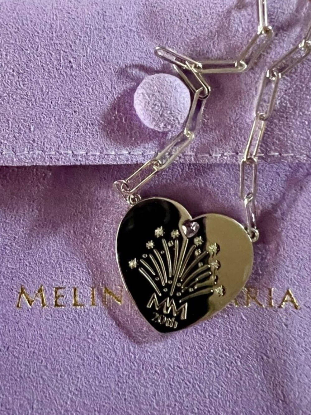 Melinda Maria Black & Silver Heart Pendant Necklace NEW